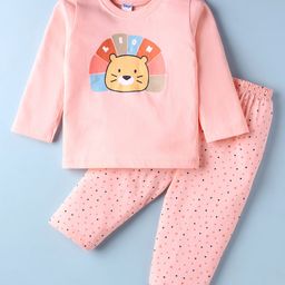 Tango Single Jersey Knit Full Sleeves Night Suit with Lion Print - Pink-picture-41