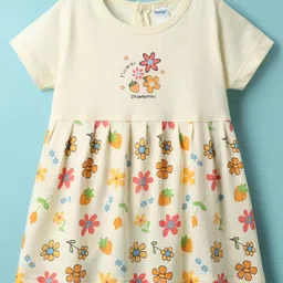 Tango Single Jersey Knit Half Sleeves Frock with Floral Print - Yellow-picture-21