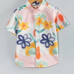 Hugsntugs Cotton Woven Half Sleeves Floral Printed Shirt - Multi Colour-picture-13