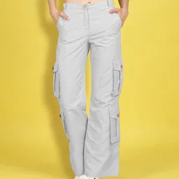 Cutiekins Woven Solid Wide Legged Cargo Pants - Grey-picture-10