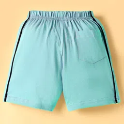 Taeko Single Jersey Knit Knee Length Shorts with Together Text Print & Tape Detailing - Light Blue image 2