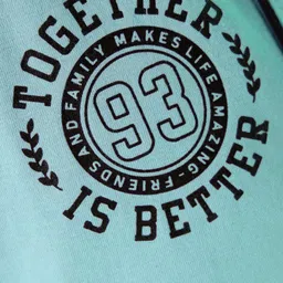 Taeko Single Jersey Knit Knee Length Shorts with Together Text Print & Tape Detailing - Light Blue image 3