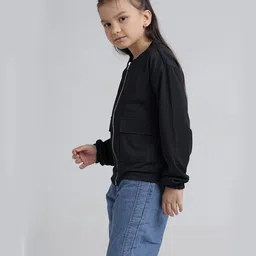 Under Fourteen Only Full Sleeves Solid Jacket - Black image 3