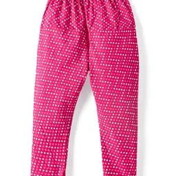 Babyhug Cotton Woven Three Fourth Sleeves Kurta & Churidar with Dupatta Floral Print - Dark Pink image 4