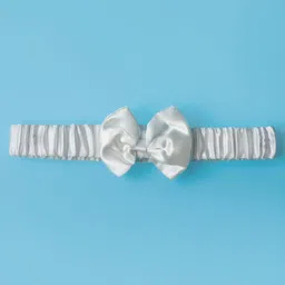 Babyhug Woven Sleeveless Lace Baptism Party Dress with Headband Booties & Pearl Detailing - White image 4