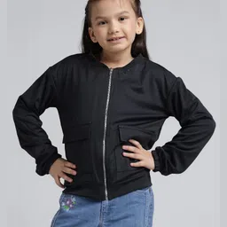 Under Fourteen Only Full Sleeves Solid Jacket - Black image 4