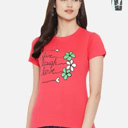 Dreambe Women Typography Printed T-shirt-image-93