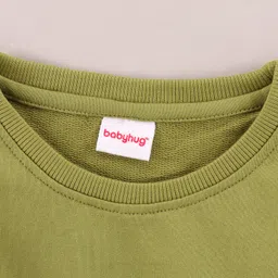 Babyhug Full Sleeves Knit Sweatshirt With Graphic & Bow Detailing- Green image 5