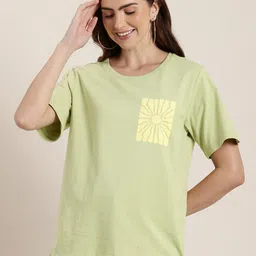 HERE&NOW Pure Cotton Typography Printed T-shirt image 4