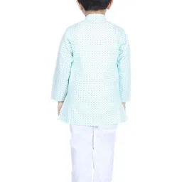 AJ Dezines Kids Blue & White Cotton Printed Full Sleeves Kurta Set image 2