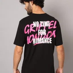 GRIFFEL Black Loose Fit Printed Crew T-Shirt image 2