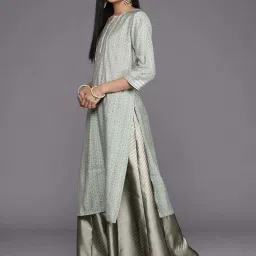 Libas Grey Printed Straight Kurta image 2