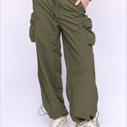 Cover Story Olive Mid Rise Regular Fit Parachute Joggers-picture-40