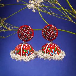 Panash Silver Plated Pearls Dome Shaped Jhumki Earrings-picture-40