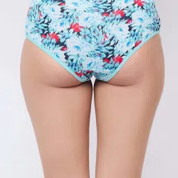 Clovia Blue Cotton Floral Print Hipster Panty image 2
