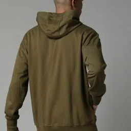 Breakbounce Dark Green Cotton Regular Fit Printed Hooded Sweatshirt image 2