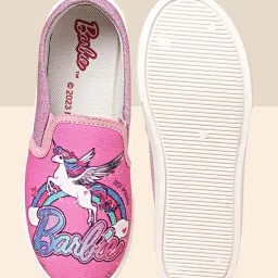 Kidsville Barbie Printed Pink & Blue Casual Slip-Ons image 2