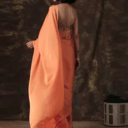 Swtantra Tangerine Satin Saree image 2