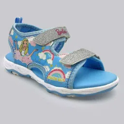 Kidsville Barbie Printed Blue & Grey Floater Sandals image 2
