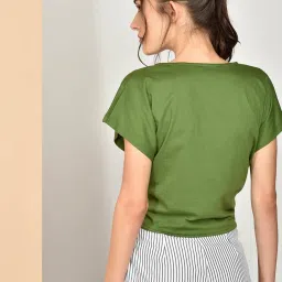 Chimpanzee Green Cotton Regular Fit Crop Top image 2