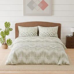 Spaces Linear Traced Rust Cotton Geometric 144 TC Double Bedsheet with 2 Pillow Covers-image-83