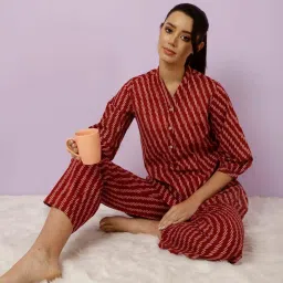 Jaipur Kurti Maroon Cotton Printed Tunic Palazzos Set image 2