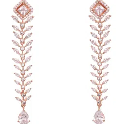 Saraf RS Jewellery White AD Encrusted Feather Design Earrings image 2