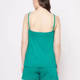 Clovia Turquoise Camisole Top With Shorts image 2