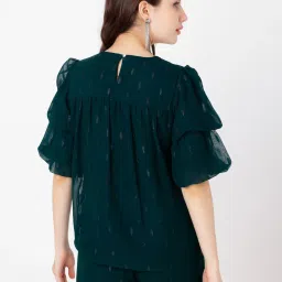 Zink London Teal Self Design Top image 2