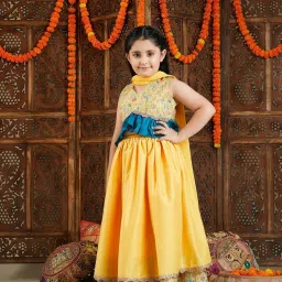 VASTRAMAY Girls Yellow Embroidery Lehenga Cholis image 2
