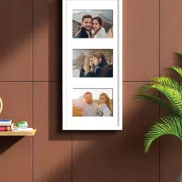 Art Street White Engineered Wood 3 Oppenings Wall Mounting Collage Photoframe image 2