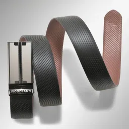 Woodland Black & Tan Textured Leather Reversible Belt for Men image 2