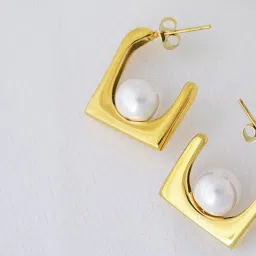 Perfectly Average Open Square Pearl Hoops image 2