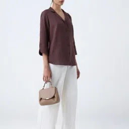 Wardrobe by Westside Dark Brown Solid Shirt image 3