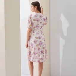Latin Quarters White Polyester Regular Fit Floral Print Dress-image-33