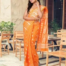 Laa Calcutta Woven Design Pure Cotton Jamdani Saree image 4