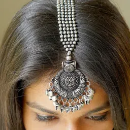 Teejh Safura Silver Oxidized MaangTikka for Women image 2