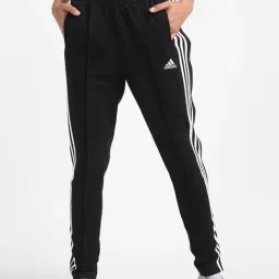 Adidas Black & White Striped W Mh Snap Trackpants-image-18