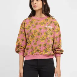 Levi's Pink & Yellow Cotton Floral Print Sweatshirt-image-68