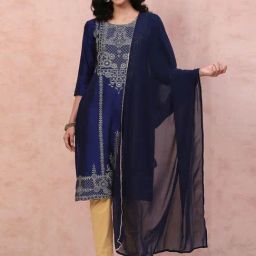 Rangriti Navy Plain Dupatta-picture-48