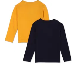U.S. Polo Assn. Kids Navy & Yellow Printed Full Sleeves T-Shirt (Pack Of 2) image 2
