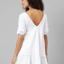 Anai White Cotton Embroidered A Line Dress image 2