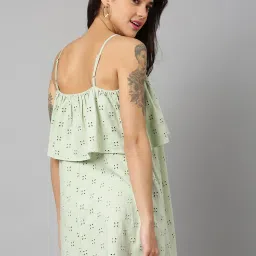 Anai Sage Green Cotton Embroidered A Line Dress image 2