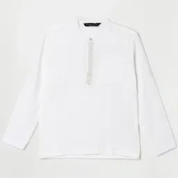 Melange by Lifestyle Kids Off-White Cotton Chequered Full Sleeves Kurta-image-16