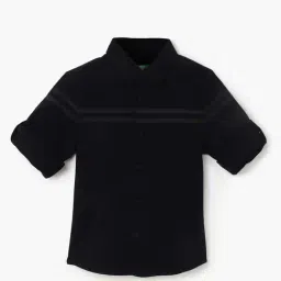 United Colors of Benetton Boys Black Cotton Striped Full Sleeves Shirt-picture-17