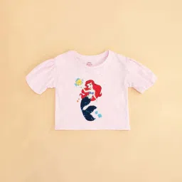 Pantaloons Junior Pink Cotton Printed Top image 2