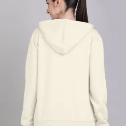 JUNEBERRY Off White Fleece Regular Fit Hooded Jacket image 2