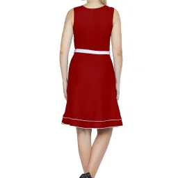PATRORNA Maroon Regular Fit Peplum A Line Dress image 2