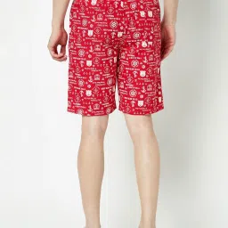Crimsoune Club Red Regular Fit Printed Cotton Shorts image 2