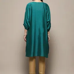 Biba Emerald Green Embroidered A Line Kurta image 2